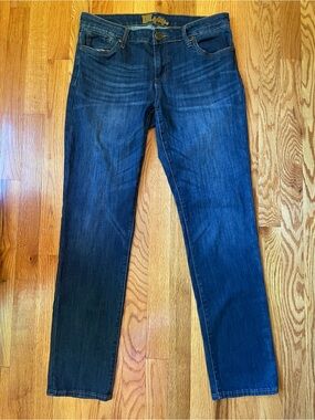Kut from the Kloth Blue Denim Jeans with Gold Embroidery